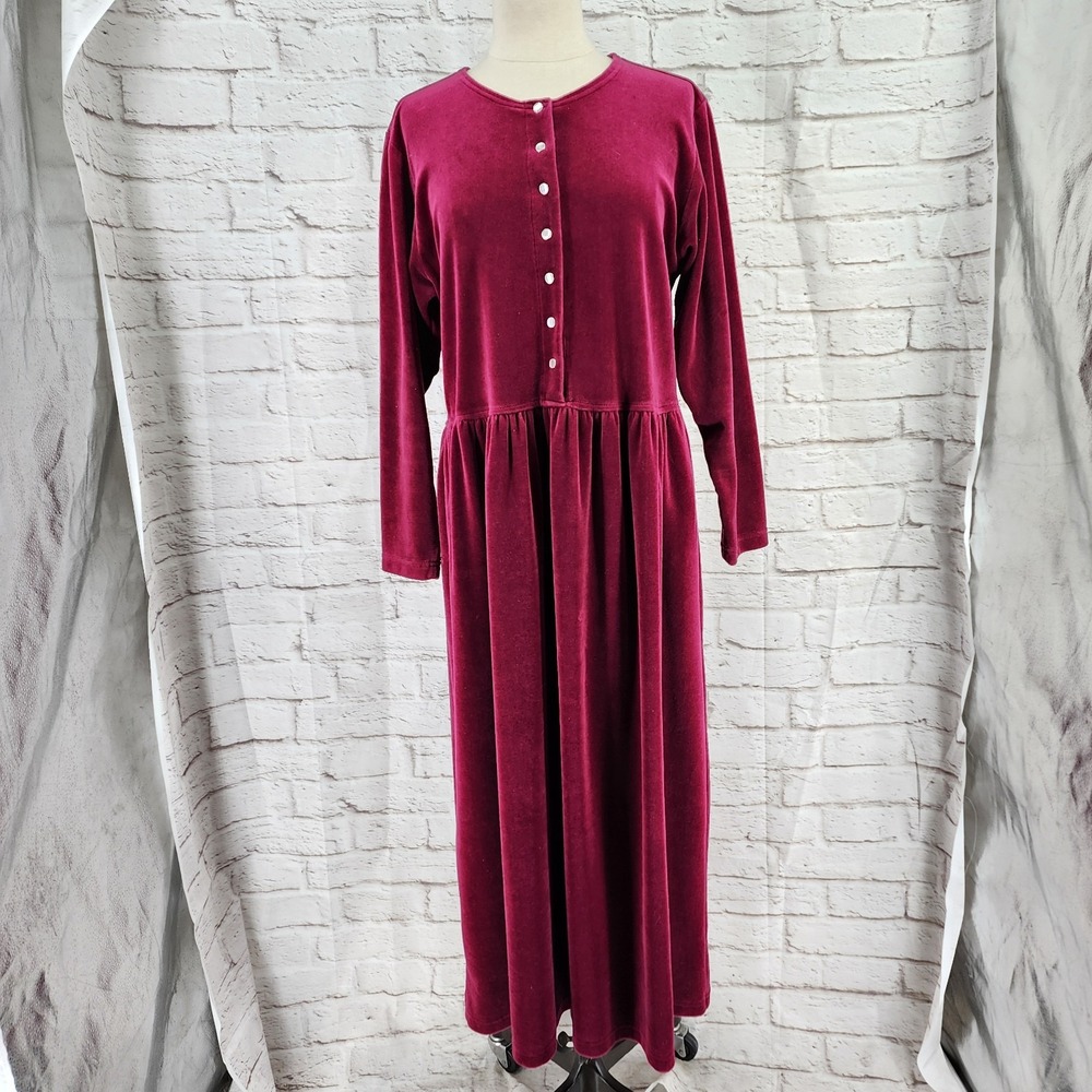 Vintage Velvet Maxi Dress Cottage Boho Romantic Prairie Modest Long‎ Sleeve XL?